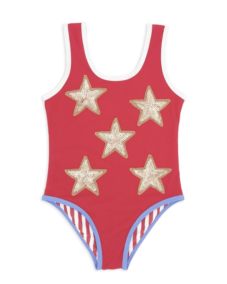 SEQUIN STARS ONE PIECE SWIMSUIT - FEATHER 4 ARROW