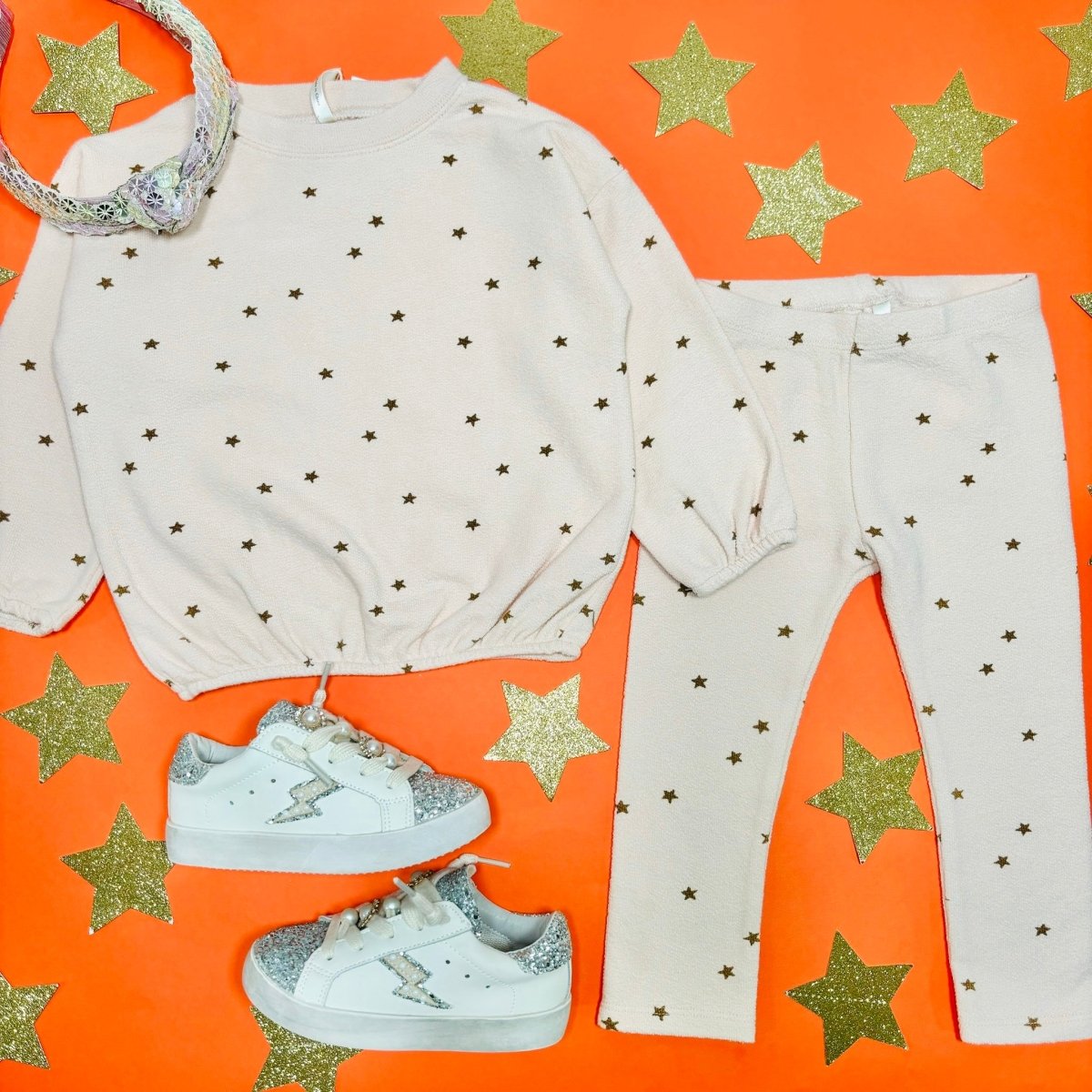 SHELL STARS SPONGEY KNIT SWEATSHIRT AND LEGGINGS SET - SET