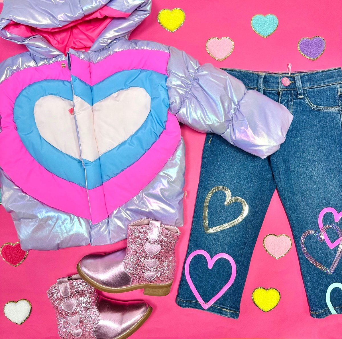 SHINY HEART PUFFER JACKET - JACKETS
