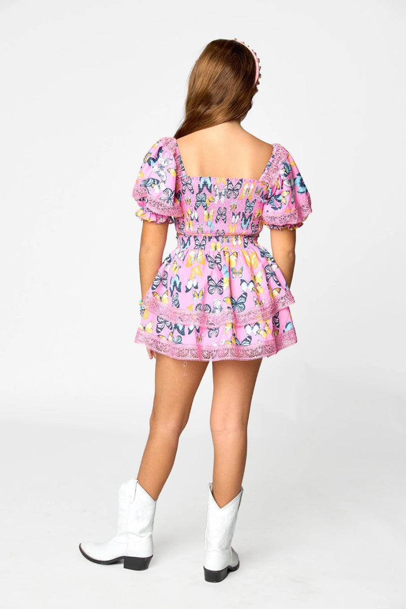 SIMONE BUTTERFLIES PUFF SLEEVE TOP AND SKIRT SET - SET