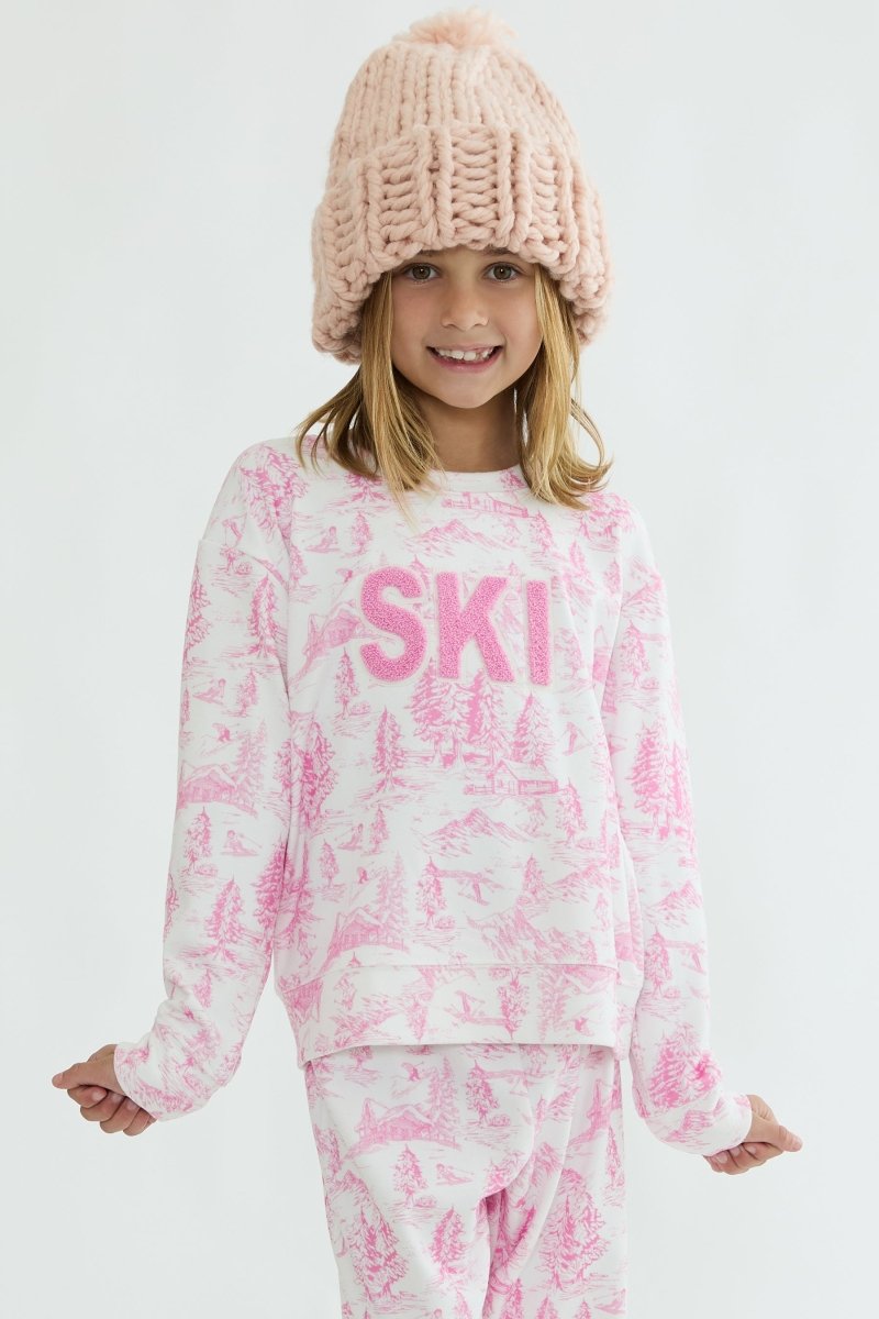 SKI POWDER PINK TOILE SWEATSHIRT (PREORDER) - BEACH RIOT KIDS
