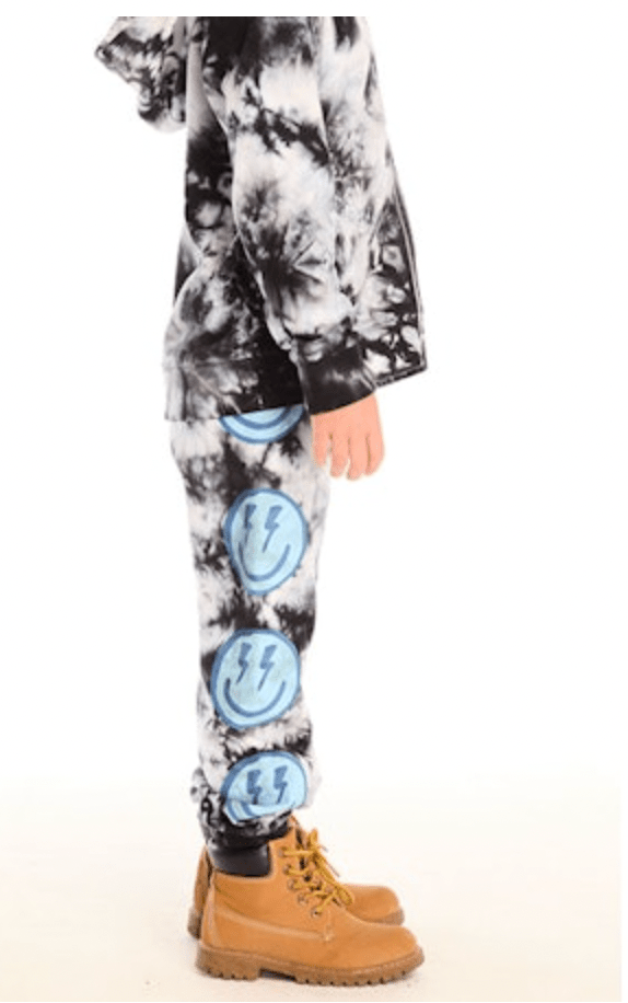 SMILEY BOLT TIE DYE SWEATPANTS (PREORDER) - CHASER KIDS