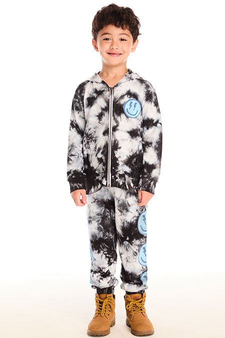 SMILEY BOLT TIE DYE ZIP UP HOODIE (PREORDER) - CHASER KIDS