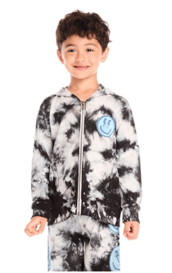 SMILEY BOLT TIE DYE ZIP UP HOODIE (PREORDER) - CHASER KIDS