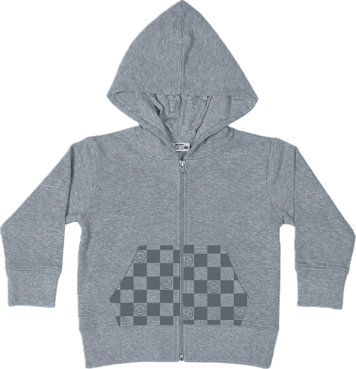 SMILEY CHECKERED ZIP UP HOODIE (PREORDER) - MISH MISH - HOODIES