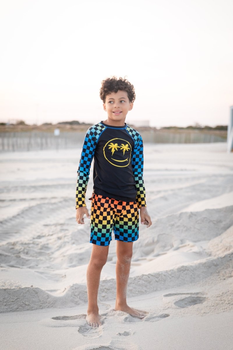 SMILEY FACE LONG SLEEVE RASH GUARD - RASH GUARDS