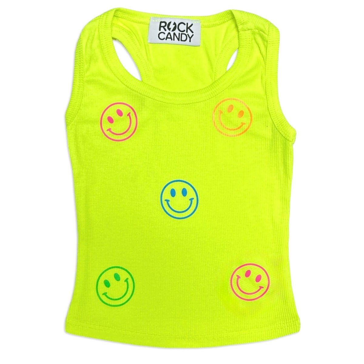 SMILEY FACE NEON TANK TOP - TANK TOPS