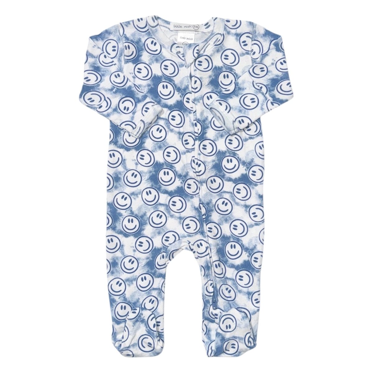 SMILEY FACE TIE DYE ZIP FOOTIE - FOOTIES