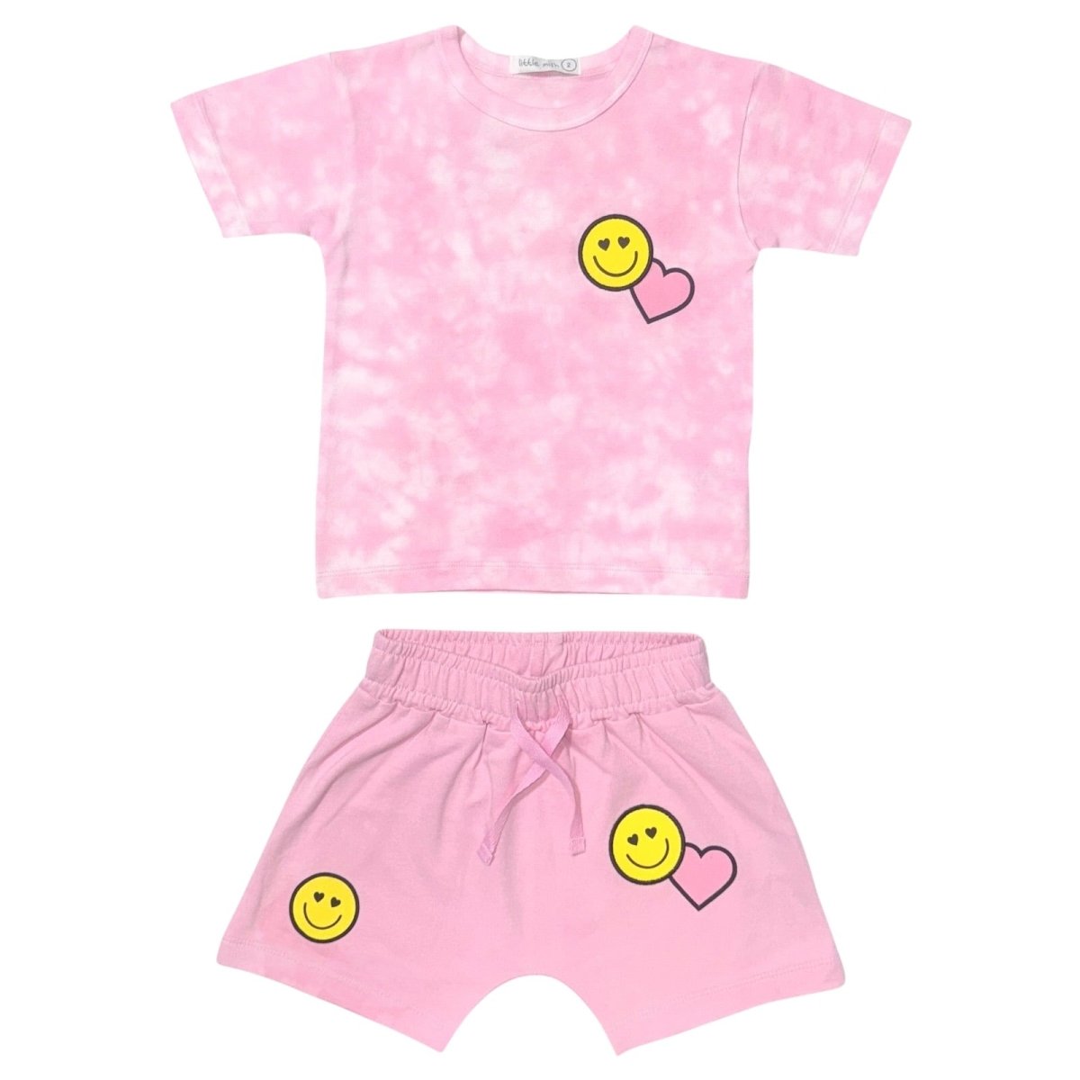 SMILEY & HEARTS TIE DYE TSHIRT AND SHORTS SET - MISH MISH
