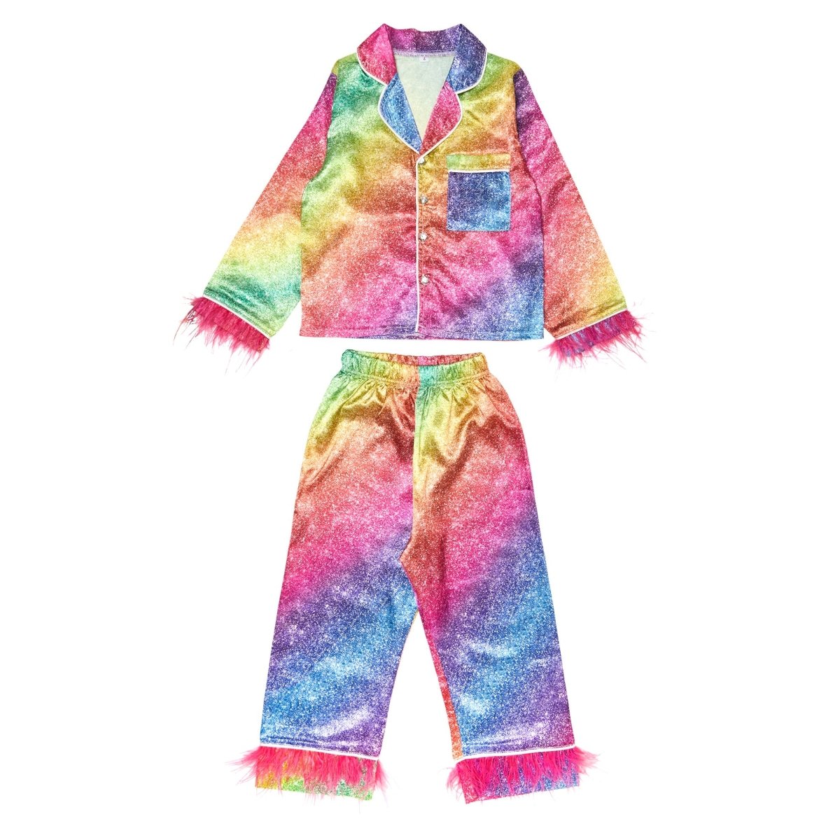 Sparkle Feather Two-Piece Set with Rainbow Colors | Mini Dreamers