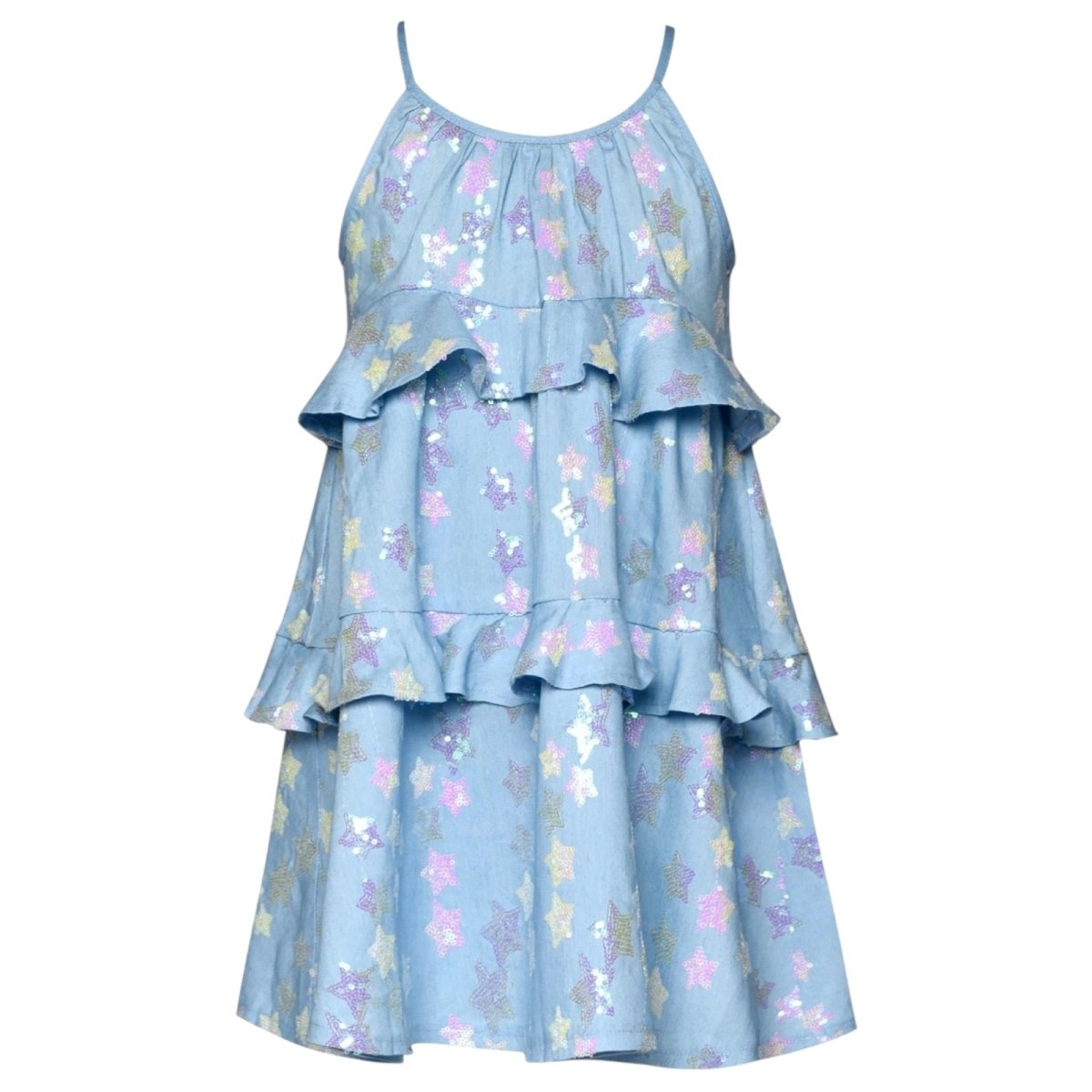 STAR SEQUIN RUFFLE DRESS - SARA SARA