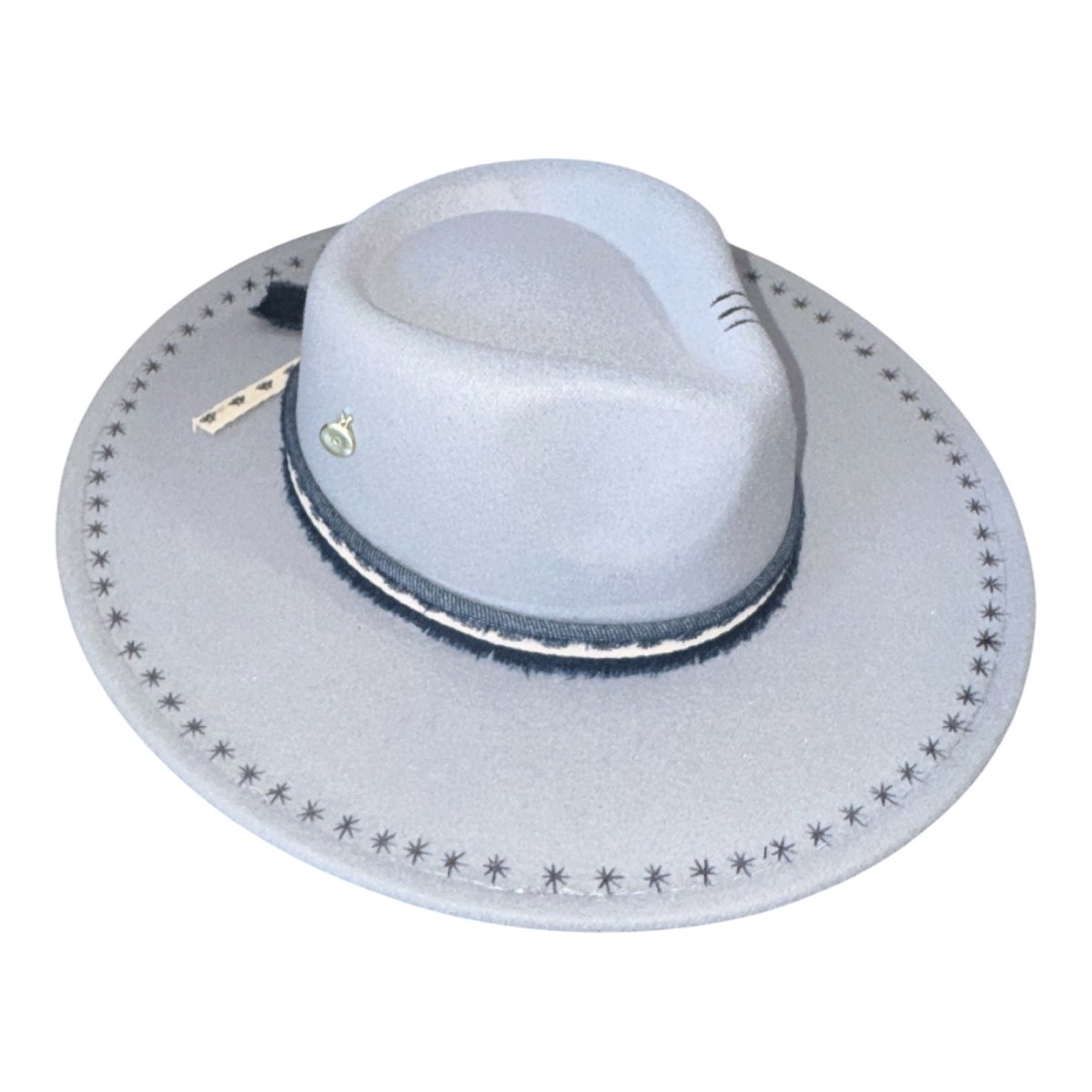 STARDUST FLORAL & DENIM TRIM FEDORA HAT - SAGE & SADDLE - HATS