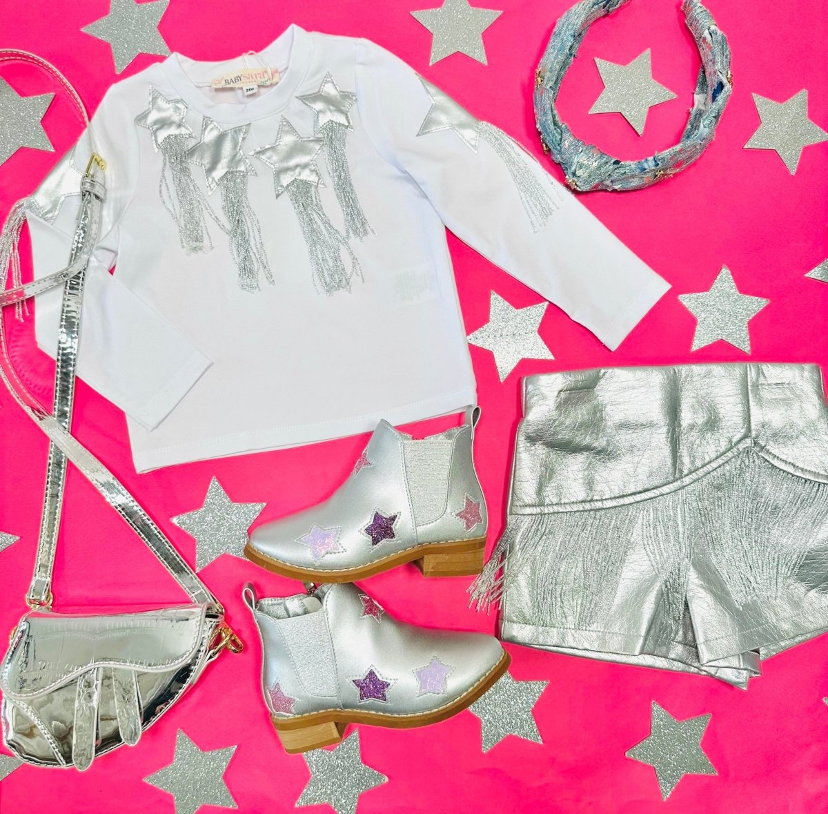 STARS FRINGE LONG SLEEVE TOP - LONG SLEEVE TOPS