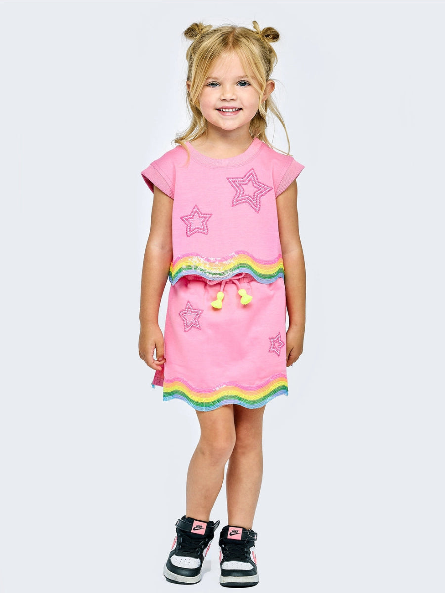 STARS & SEQUIN WAVY TRIM SKIRT - SKIRTS
