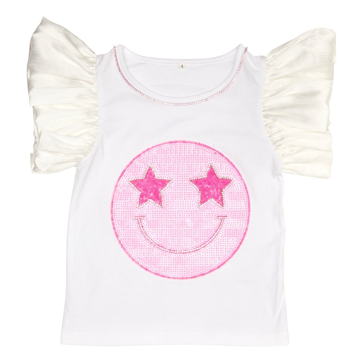 STARSTRUCK SEQUIN SMILEY RUFFLE TOP by MINI DREAMERS | Kids