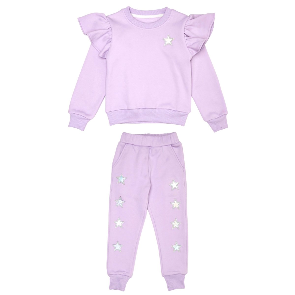 STELLAR STARS RUFFLE SWEATSHIRT AND SWEATPANTS SET - SET