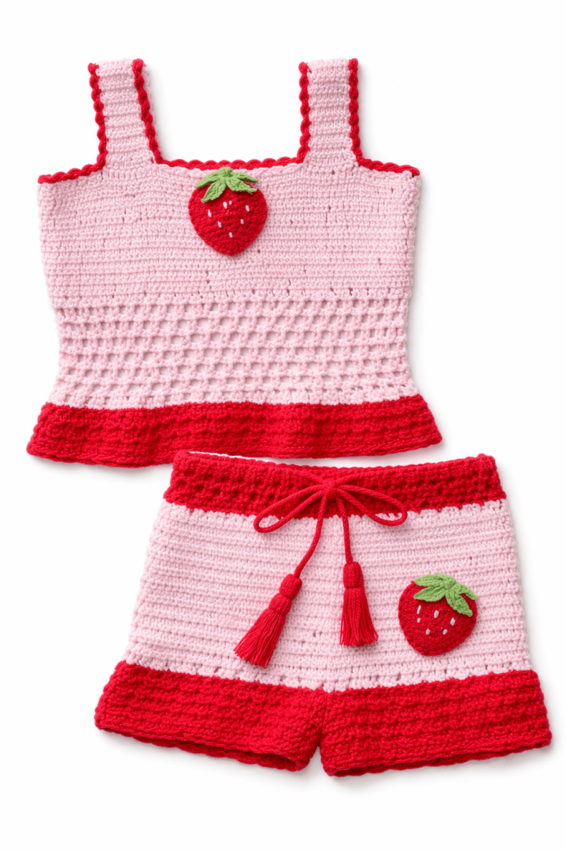 STRAWBERRY CROCHET TANK AND SHORT SET (PREORDER) - SET