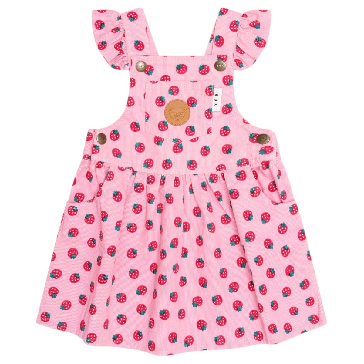 STRAWBERRY PINAFORE OVERALL DRESS (PREORDER) - HUXBABY