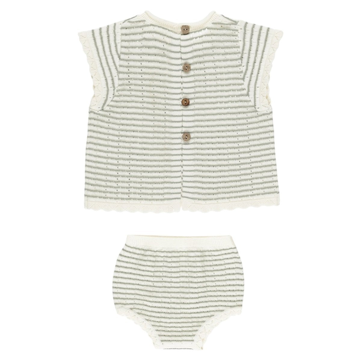 STRIPE SCALLOP KNIT TOP AND BLOOMERS SET - SET