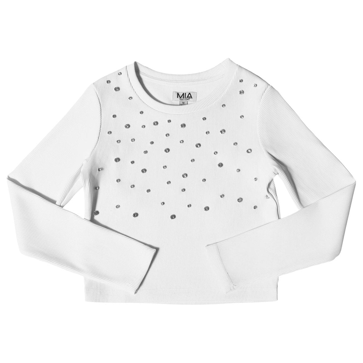 STUDDED WHITE LONG SLEEVE TOP (PREORDER) - MINI DREAMERS
