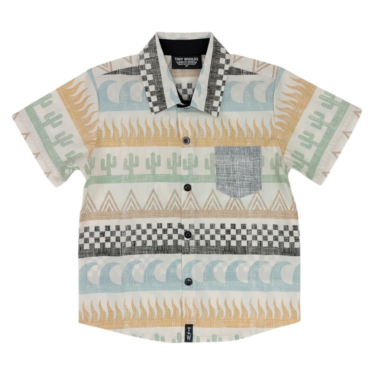 SURF AND TURF BUTTON DOWN TOP (PREORDER) - TINY WHALES