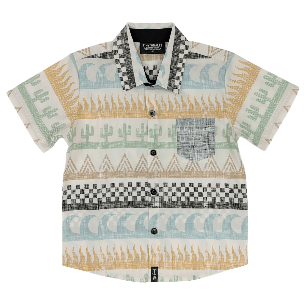 SURF AND TURF BUTTON DOWN TOP (PREORDER) - TINY WHALES