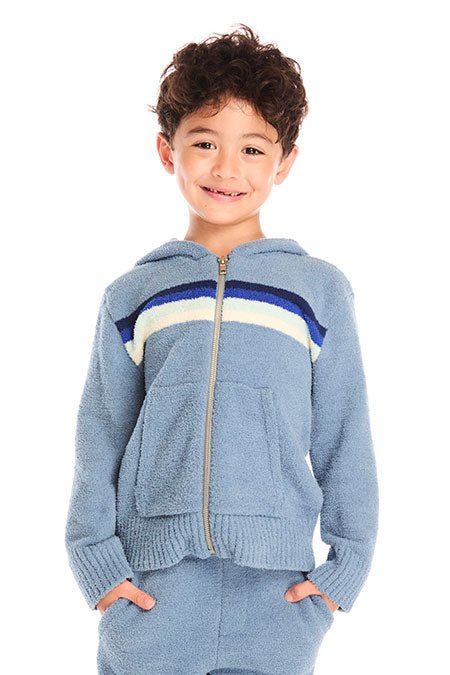 TAHOE STRIPE FUZZY FLEECE LOUNGE ZIP UP HOODIE (PREORDER) - CHASER KIDS