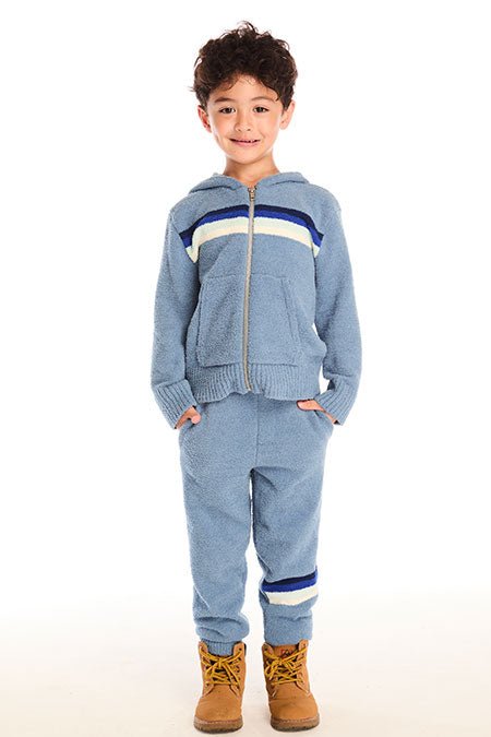 TAHOE STRIPE FUZZY FLEECE LOUNGE ZIP UP HOODIE (PREORDER) - CHASER KIDS