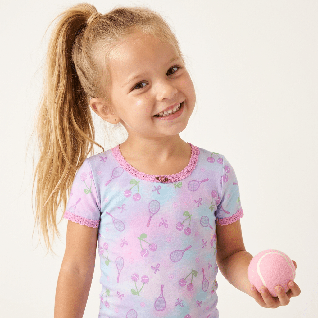 TENNIS & CHERRIES SHORT SLEEVE/SHORTS PJS - ESME - PAJAMAS