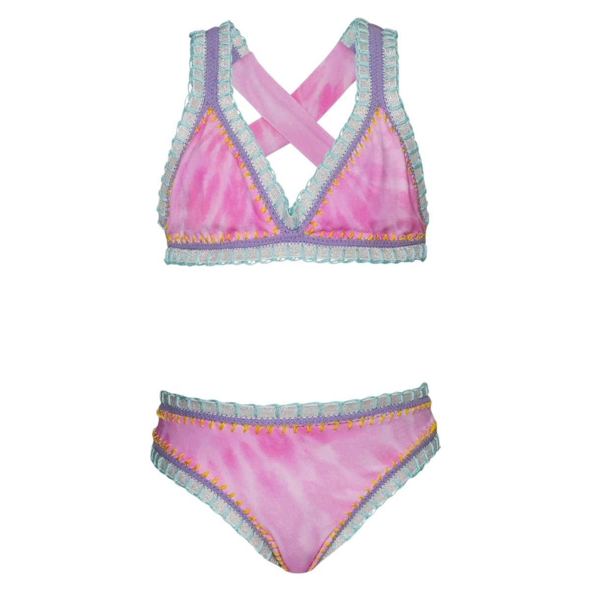 TIE DYE RAINBOW STITCHING TWO PIECE BIKINI by PQ KIDS | Kids