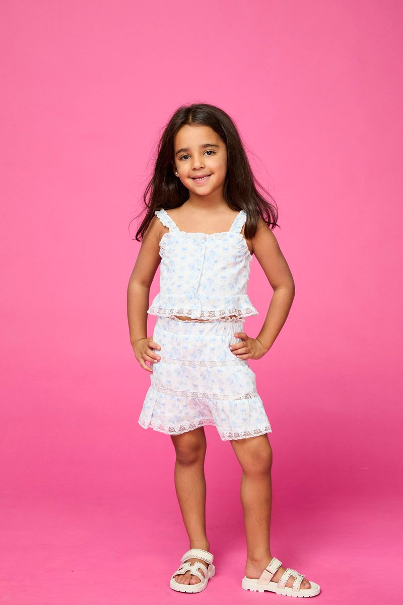 TIFFANY FLORAL BOW TOP AND SKIRT SET - MINI DREAMERS