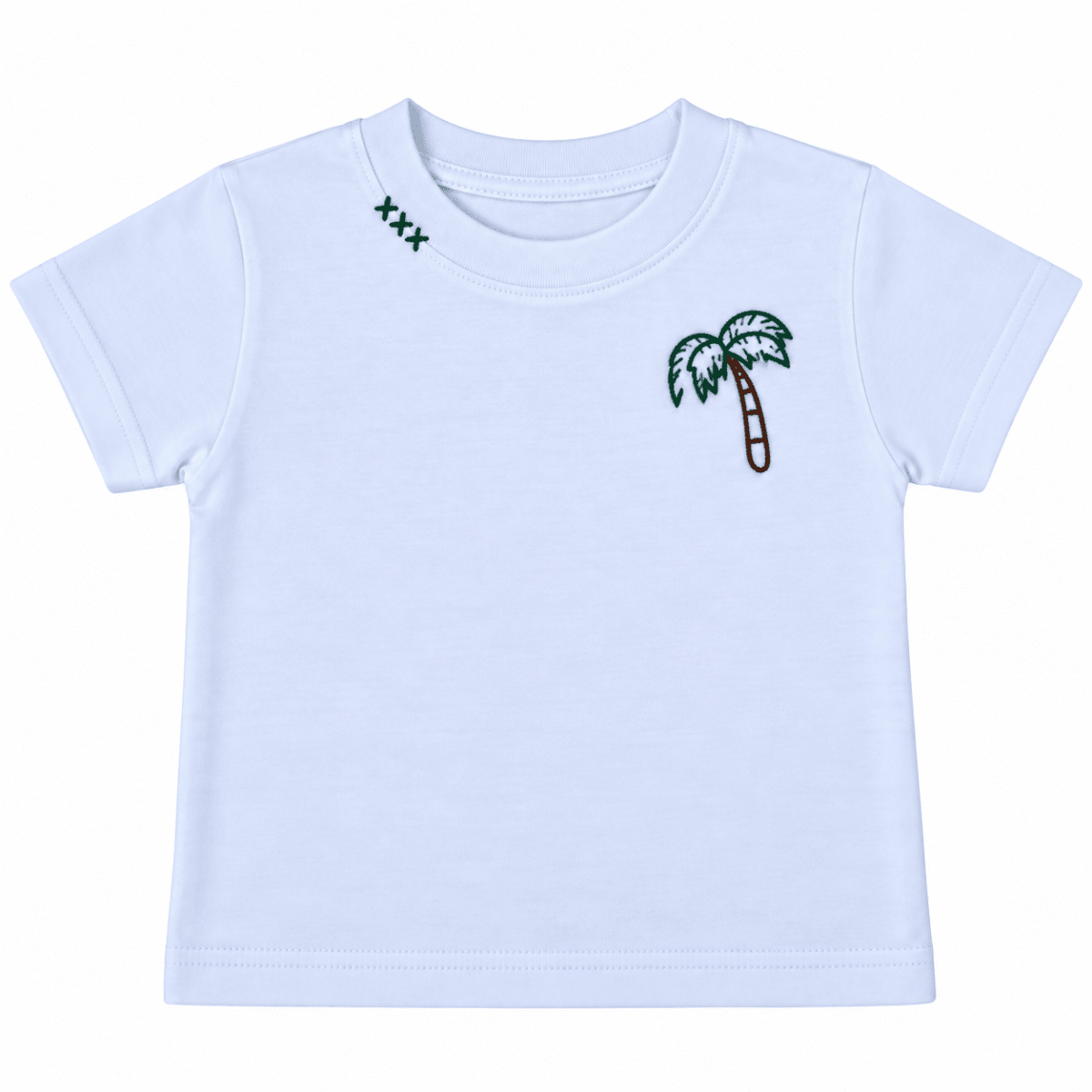 TROPICAL PALM TREE EMBROIDERED TSHIRT (PREORDER) - SWEET OLIVE