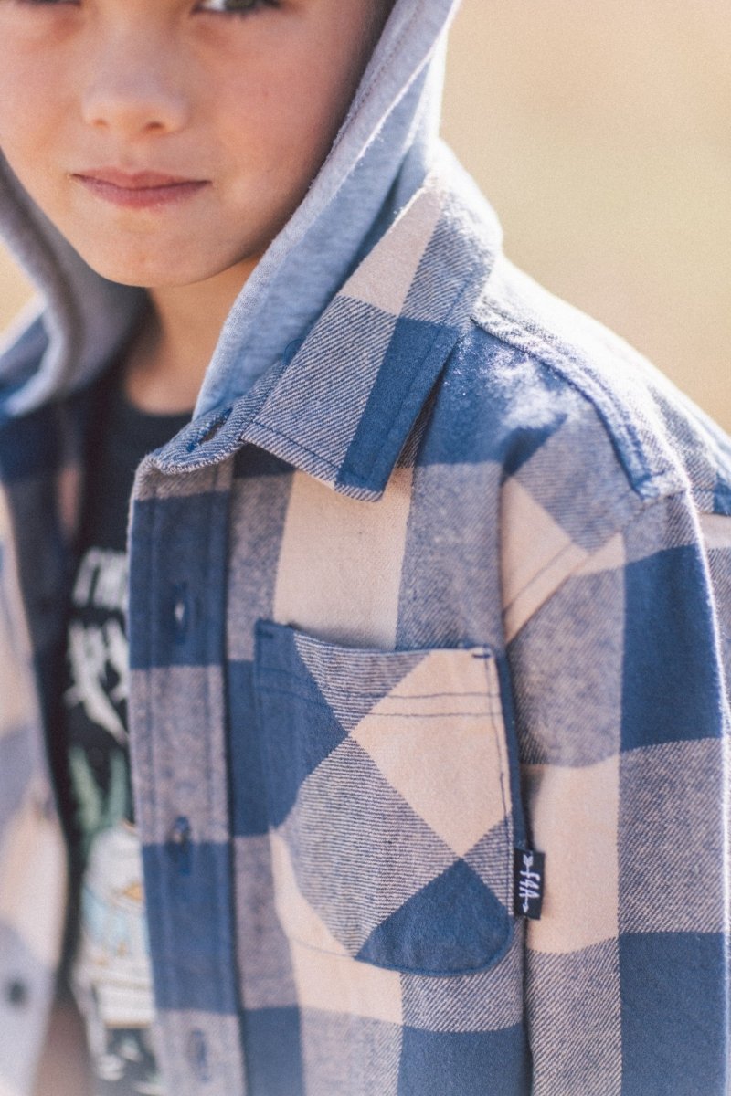 UPLAND PLAID FLANNEL SHACKET W/ HOOD - JACKETS