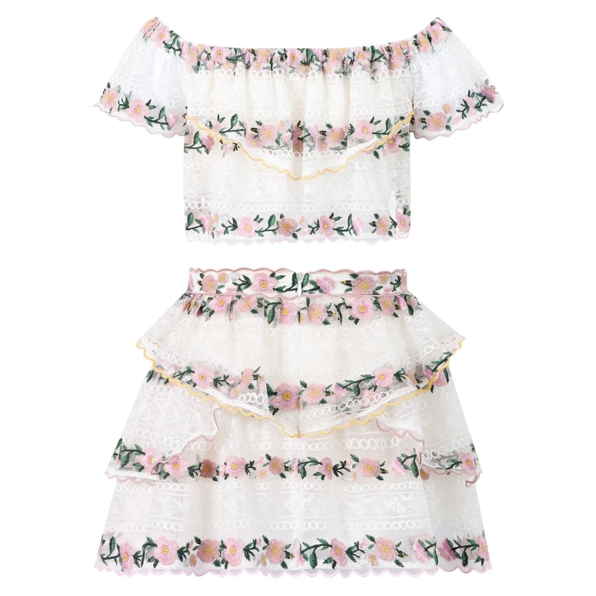 VICTORIA EMBROIDERED TOP AND SKIRT SET - SET