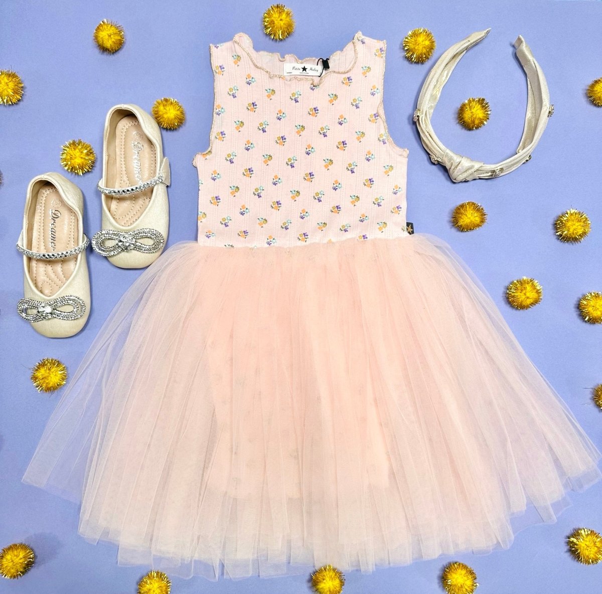 VINTAGE FLOWERS TUTU DRESS - DRESSES