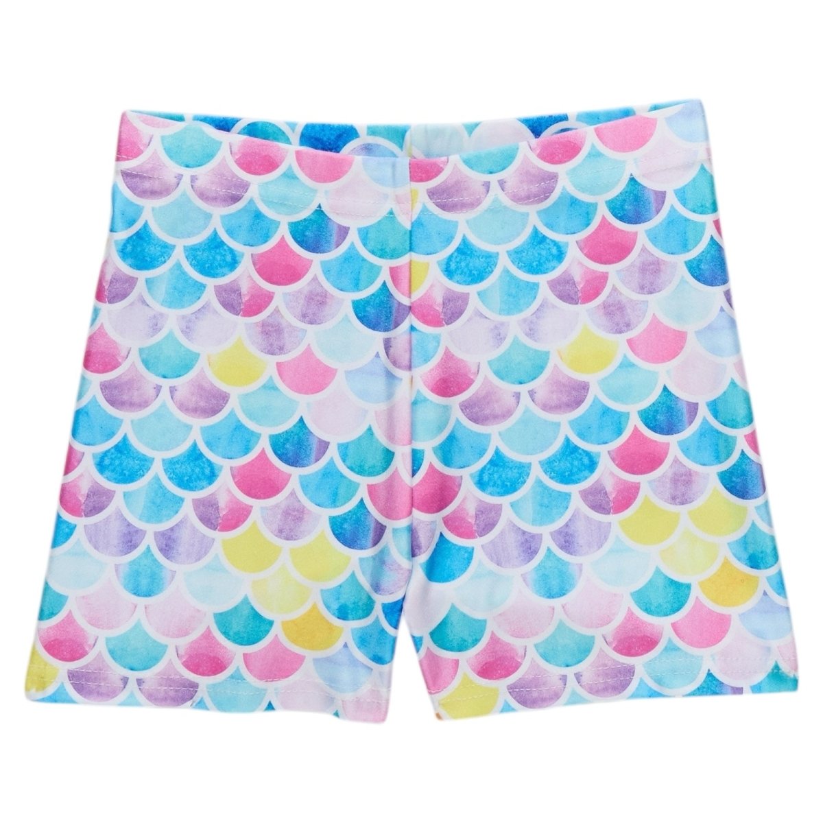 WATERCOLOR MERMAID BIKER SHORTS - SHORTS