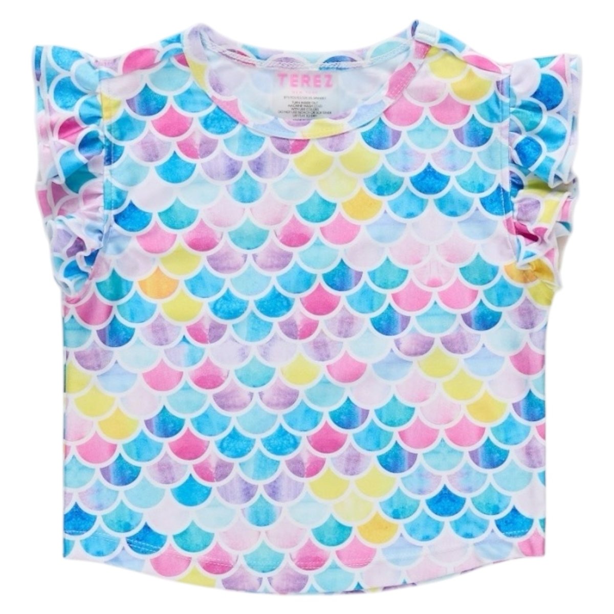 WATERCOLOR MERMAID RUFFLE TOP - SHORT SLEEVE TOPS