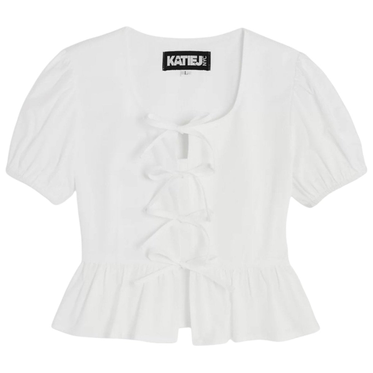 WELLS PUFF SLEEVE TIE TOP - SHORT SLEEVE TOPS