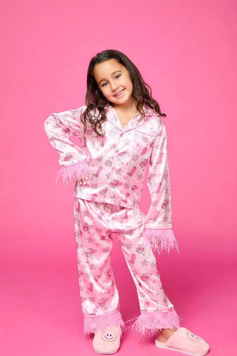 WILD WEST FEATHER TRIM SILKY SET - MINI DREAMERS