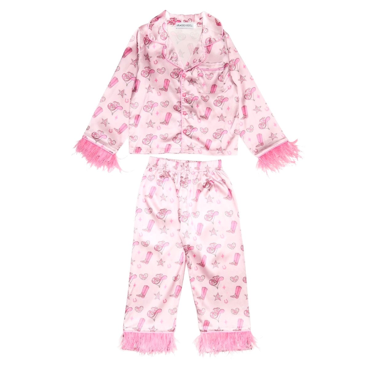 WILD WEST FEATHER TRIM SILKY SET - MINI DREAMERS