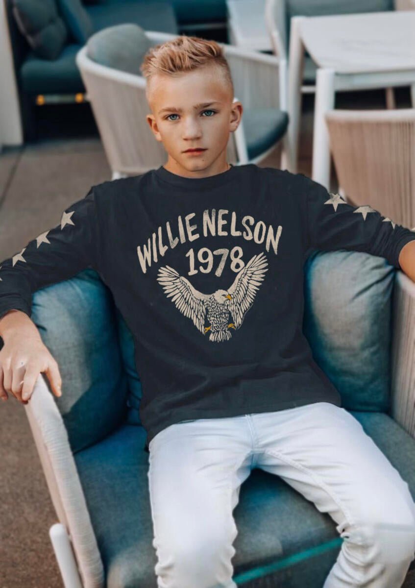WILLIE NELSON EAGLE LONG SLEEVE TSHIRT - LONG SLEEVE TOPS