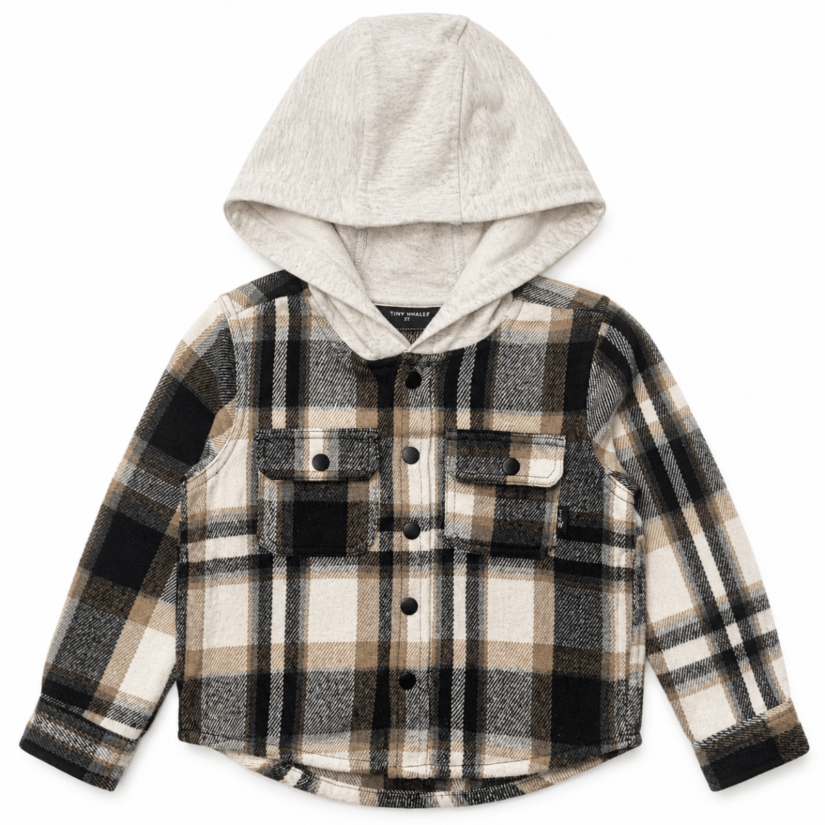 WOODSMAN FLANNEL HOODIE SHACKET - TINY WHALES - HOODIES