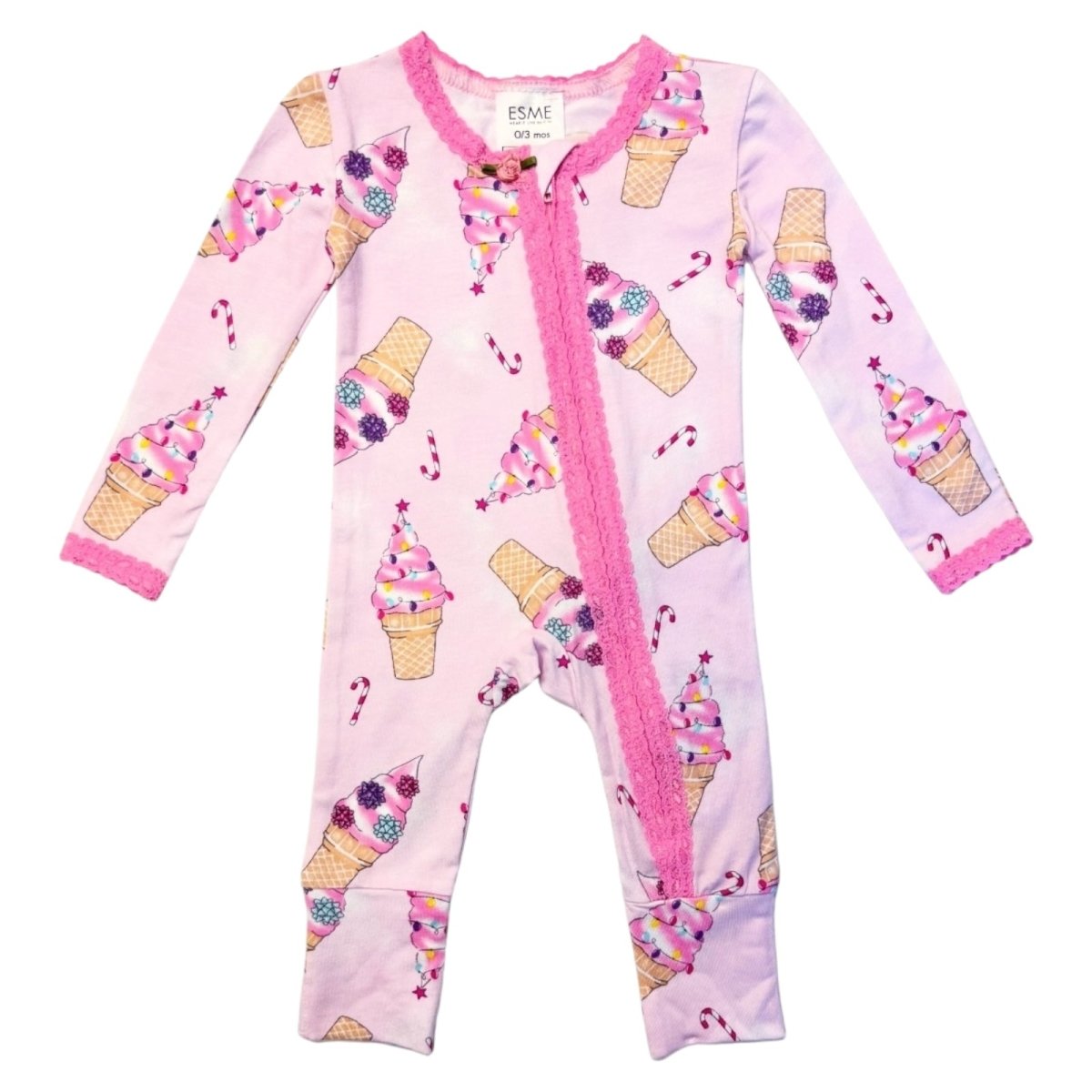 XMAS SWIRL ZIP FOOTIE - FOOTIES
