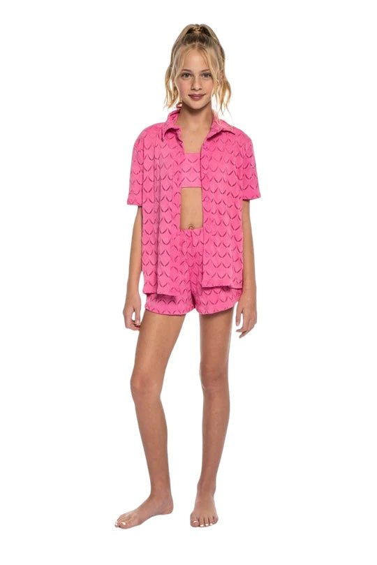 ZINA BUTTON DOWN TOP AND SHORTS SET - SET
