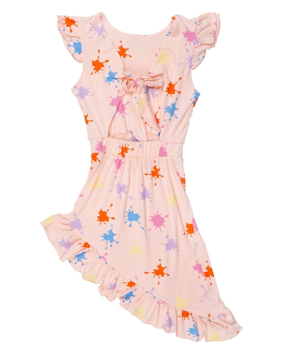 ALIA PAINT SPLATTER ASYMMETRICAL DRESS - DRESSES