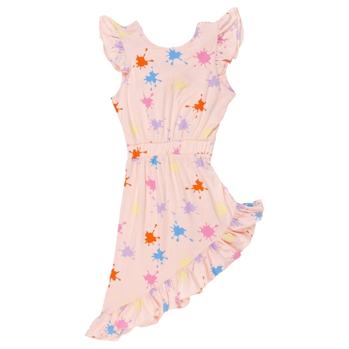 ALIA PAINT SPLATTER ASYMMETRICAL DRESS - DRESSES
