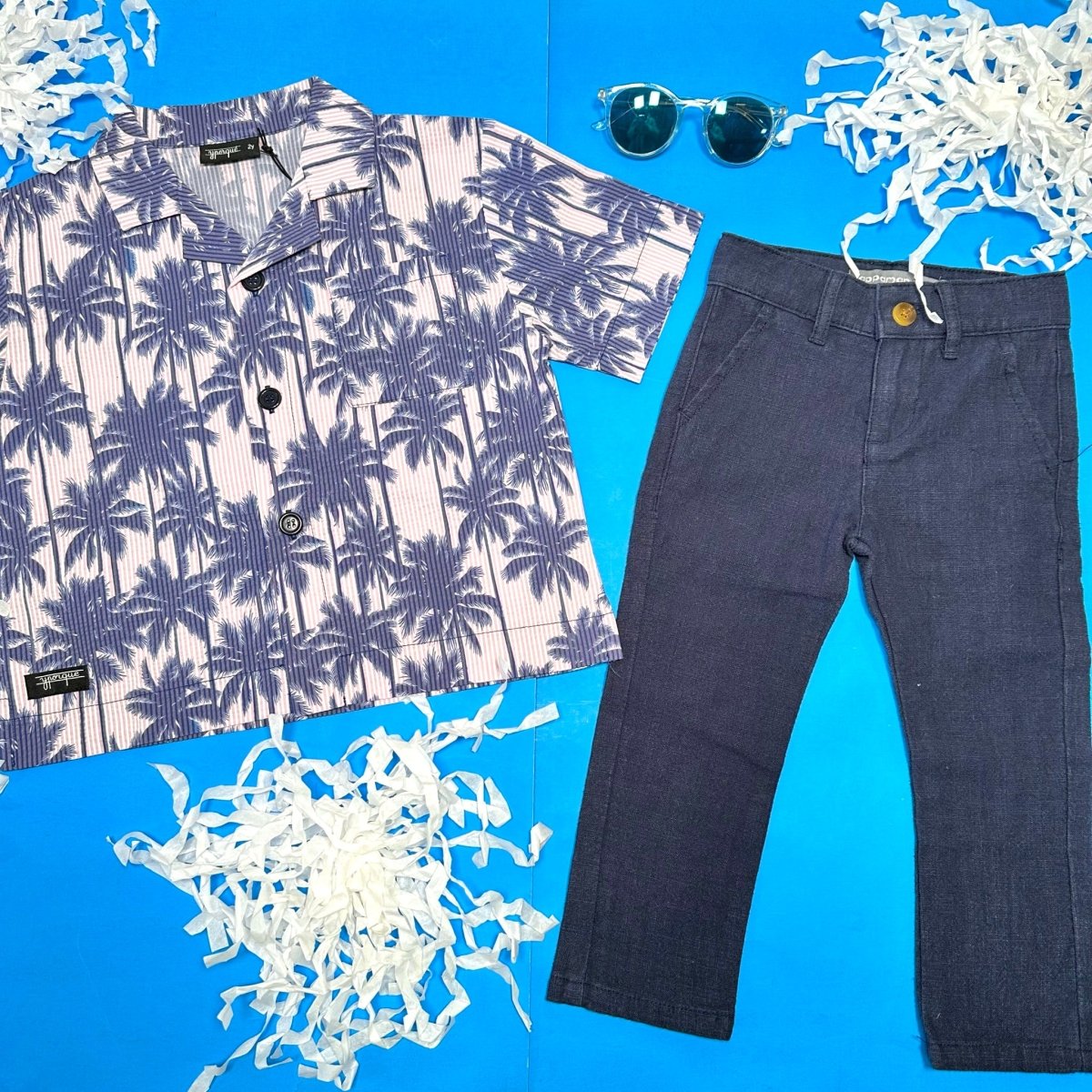 ALL OVER PALMS BUTTON DOWN TOP - BUTTON DOWNS