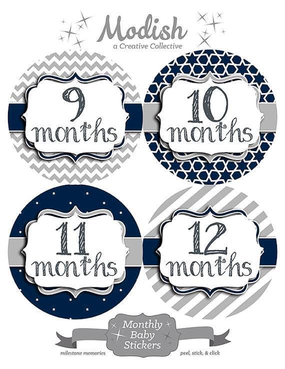 ASSORTED PATTERN MONTHLY BABY STICKERS - MONTHLY STICKERS