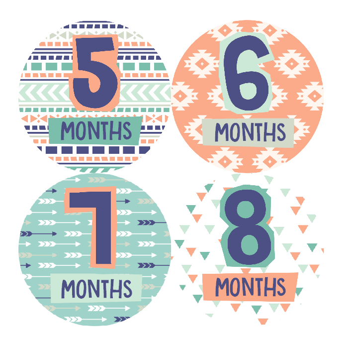 AZTEC PRINT MONTHLY BABY STICKERS - MONTHLY STICKERS