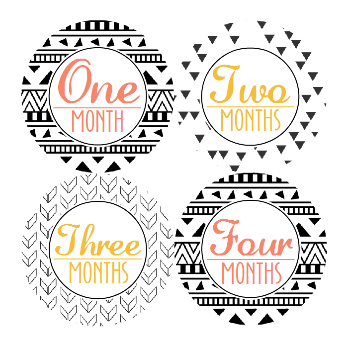 AZTEC TRIBAL MONTHLY BABY STICKERS - MONTHLY STICKERS